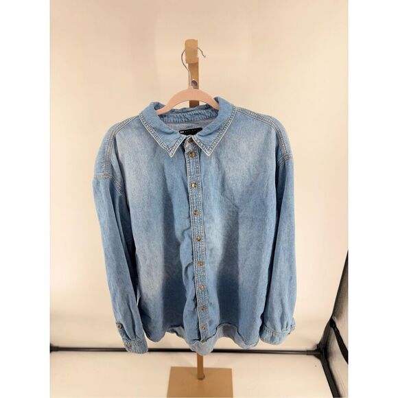 ASOS Curve Women’s Long Sleeve Button Down Denim Jean Shirt Size 14 100% cotton - Picture 10 of 12